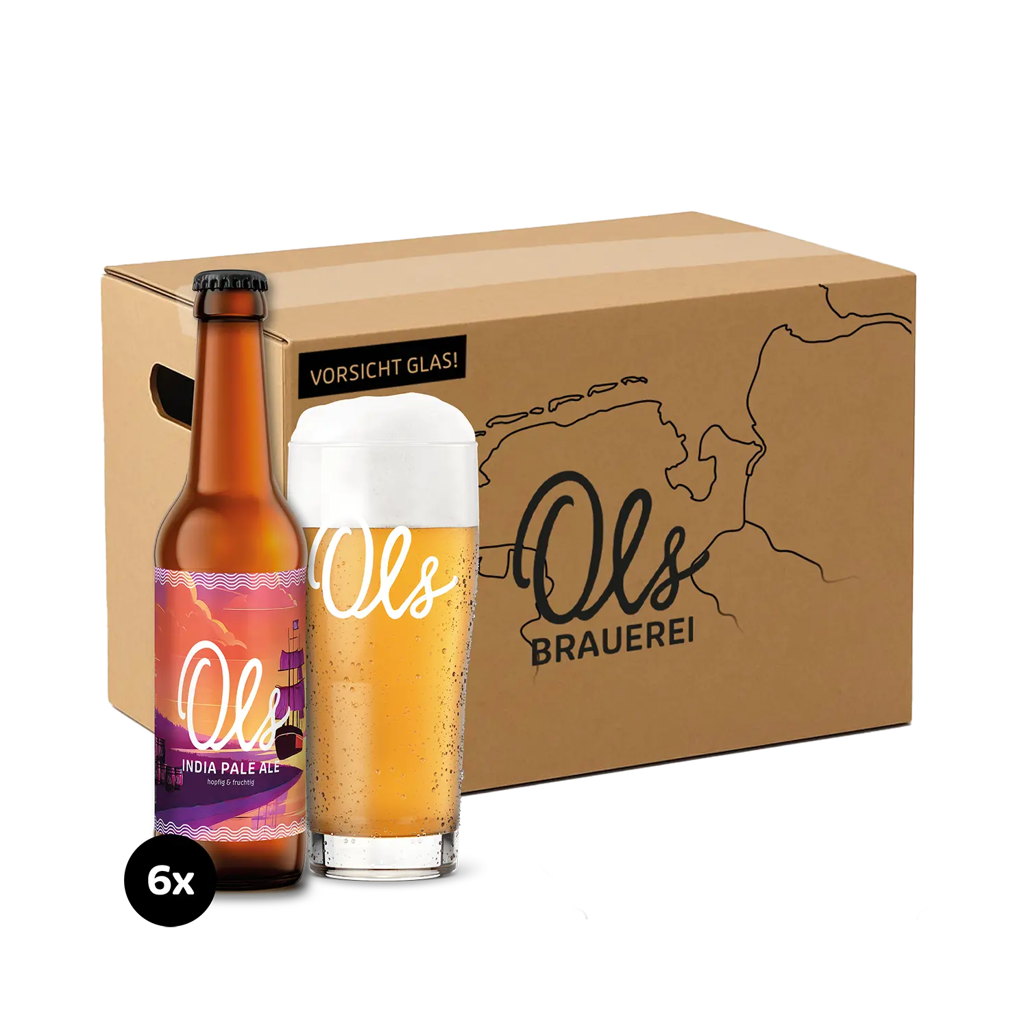 Ols India Pale Ale Box Eine Flasche Und Ein Glas Ols India Pale Ale